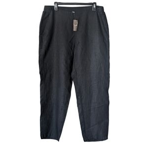 J. Jill NWT Love Linen Pull-On Elastic Waist Crop Pants Plus Size 1X Black